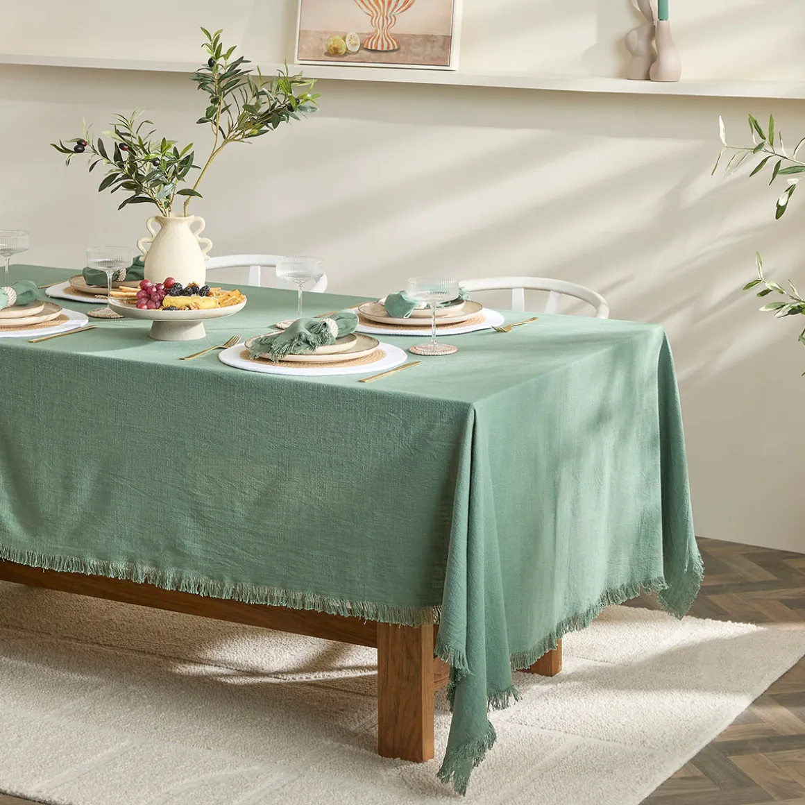 Ashra Fringed Cotton Table Cloth