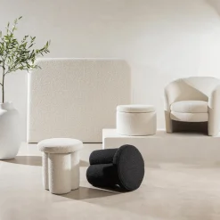 Avalon Boucle White Storage Ottoman