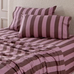 Berry Stripe Cotton Flannelette Sheet Set