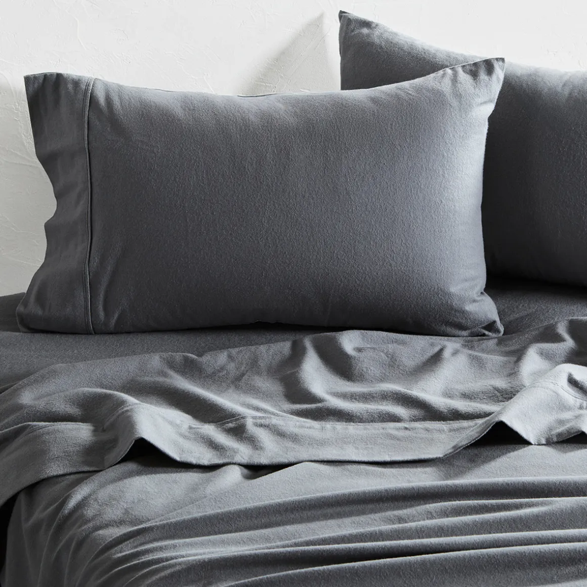Charcoal Cotton Flannelette Sheet Set