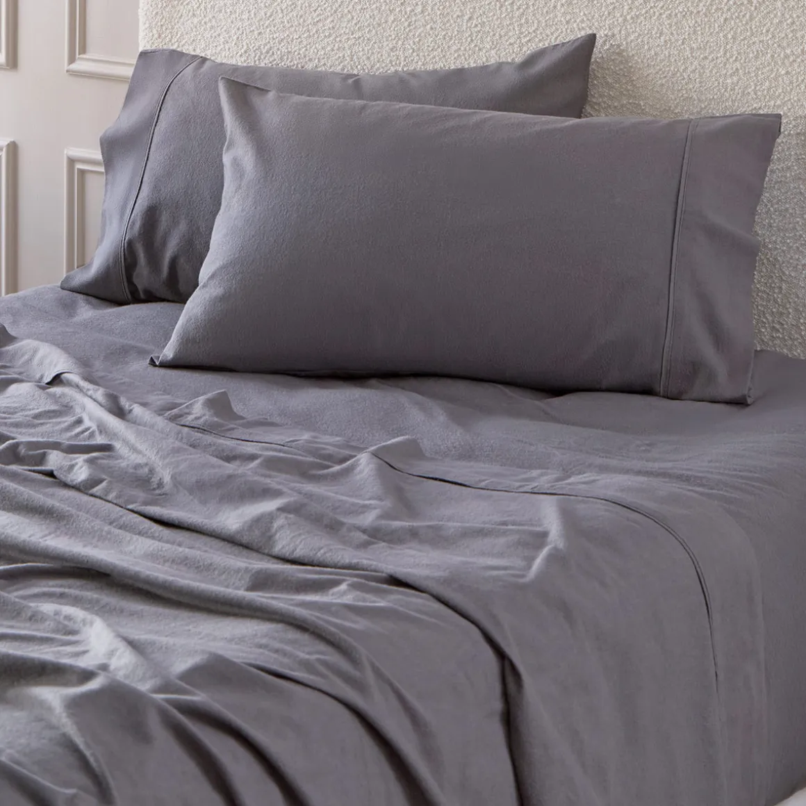 Charcoal Cotton Flannelette Sheet Set