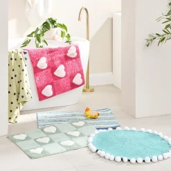 Checkered Hearts Bath Mat