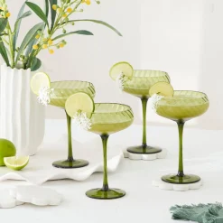 Della Green Cocktail Coupe Glass Set of 4