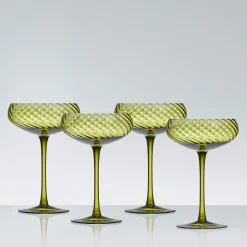 Della Green Cocktail Coupe Glass Set of 4