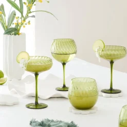 Della Green Cocktail Coupe Glass Set of 4