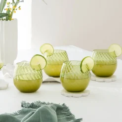 Della Green Tumbler Glass Set of 4