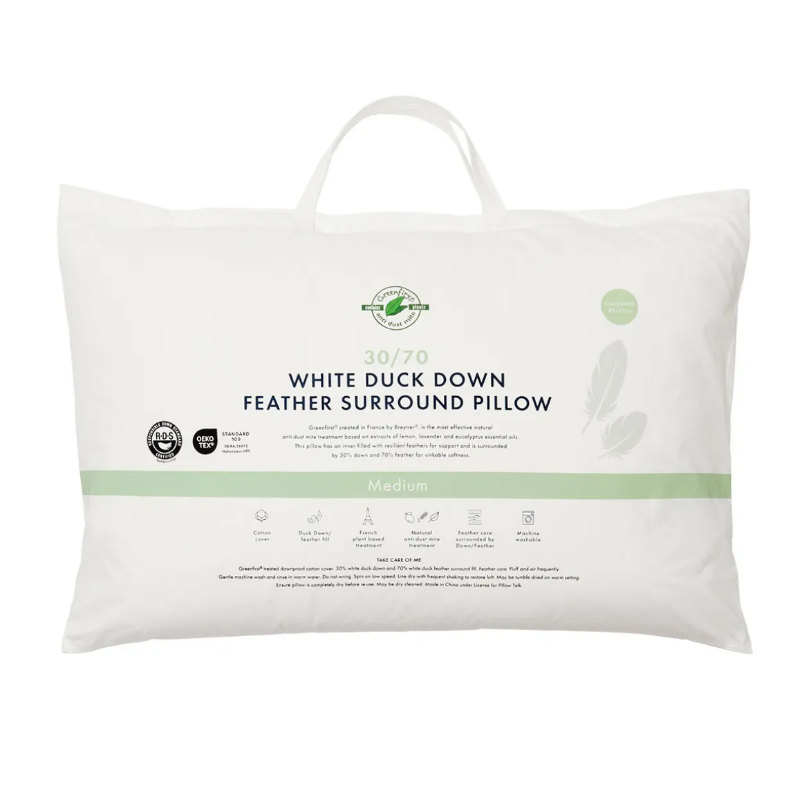 30/70 Duck Down Feather Medium Pillow