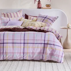 Ellah Reversible Check/Stripe Quilt Cover Set