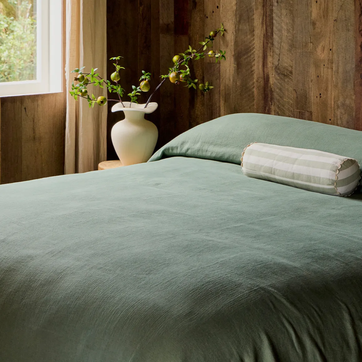 Elsie Striped Scallop Bolster Cushion