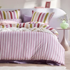 Emerie Reversible Stripe Quilt Cover Set