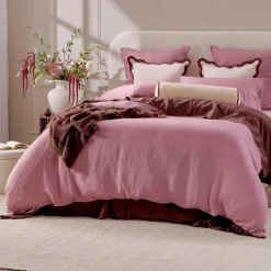 European Linen Rose Pink Quilt Cover Set