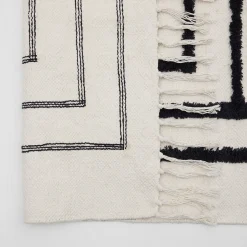 Farrah Black Geometric Tufted Cotton Floor Rug