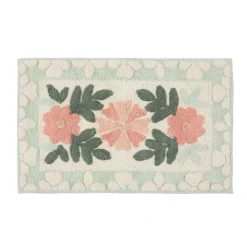 Floral Bloom Sage Green Rectangle Bath Mat