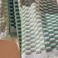 Gaia Green Check Popcorn Beach Towel