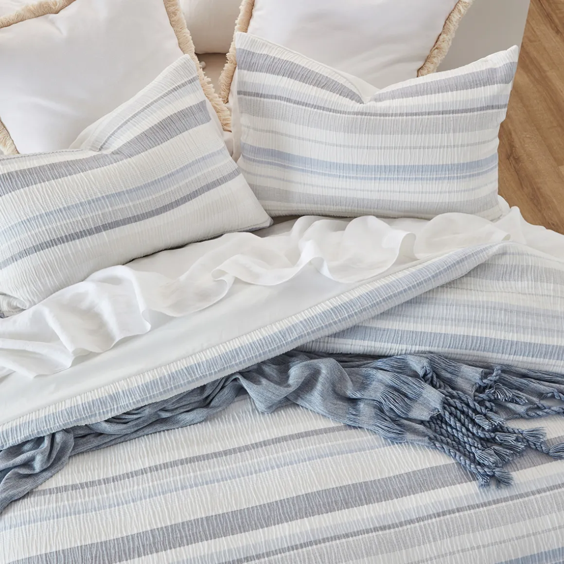Juniper Stripe Blue Quilt Cover Set