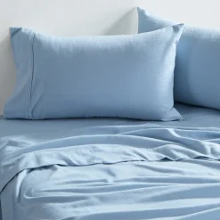 Light Blue Cotton Flannelette Sheet Set