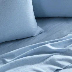 Light Blue Cotton Flannelette Sheet Set