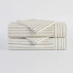 Linen Cotton Stripe Flat Sheet