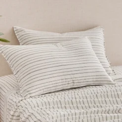 Linen Cotton Stripe Standard Pillowcase Pair
