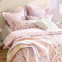 Lisette Reversible Floral/Check Quilt Cover Set