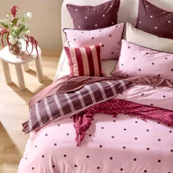 Louella Pink/Chocolate Polka Dot Quilt Cover Set