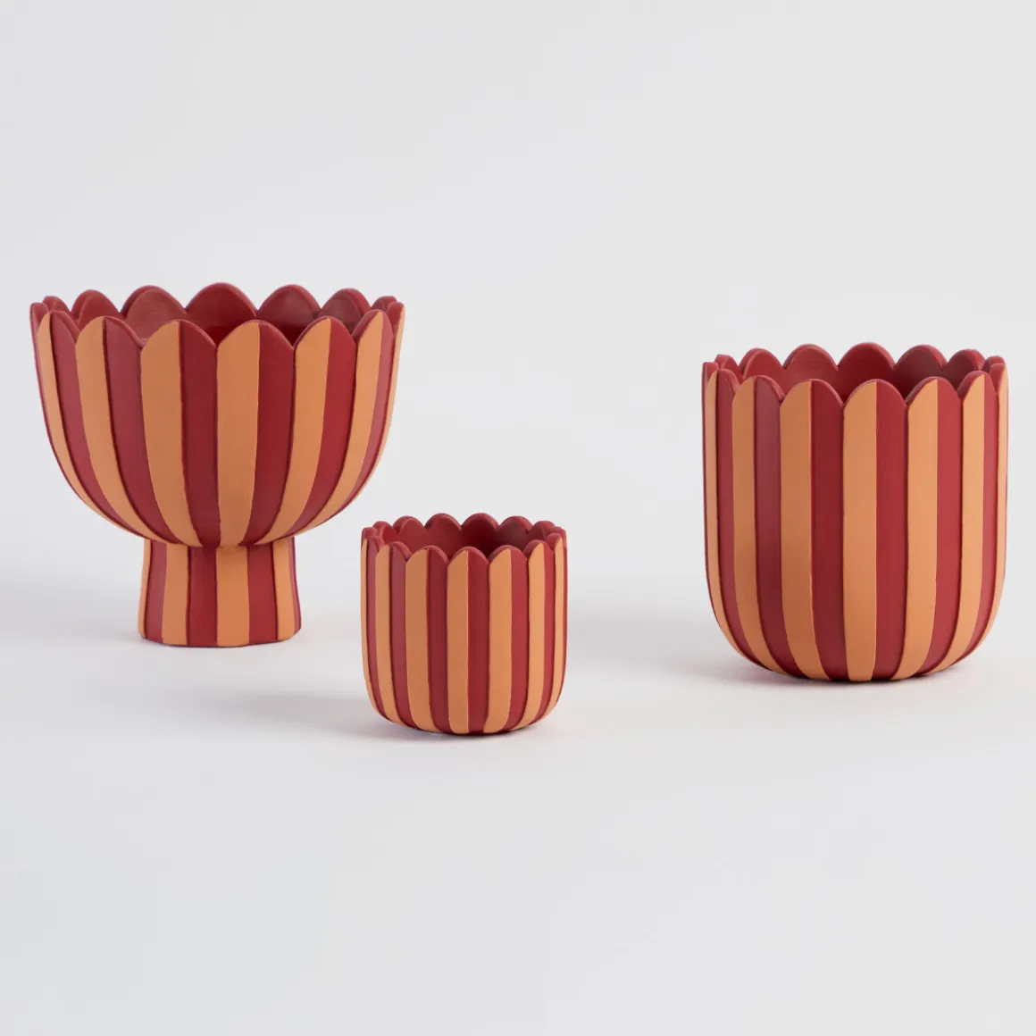 Lucy Stripe Footed Decorative Pot