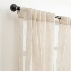 Marina Sheer Beige Curtain Set of 2