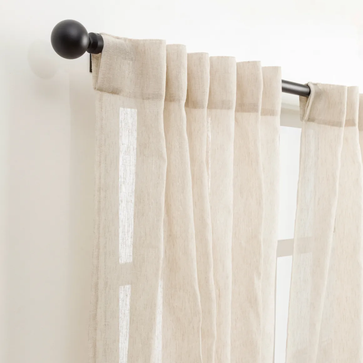 Marina Sheer Beige Curtain Set of 2