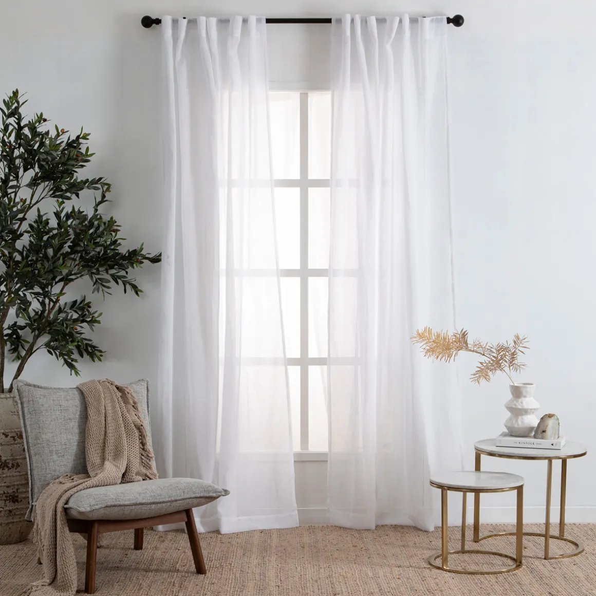 Marina Sheer White Curtain Set of 2