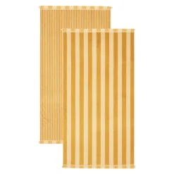 Maris Stripe Mustar Melon Reversible Beach towel