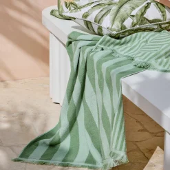 Maris Stripe Sage Green Reversible Beach towel