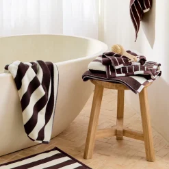 Maverick Mahogany Reversible Stripe Towel Range