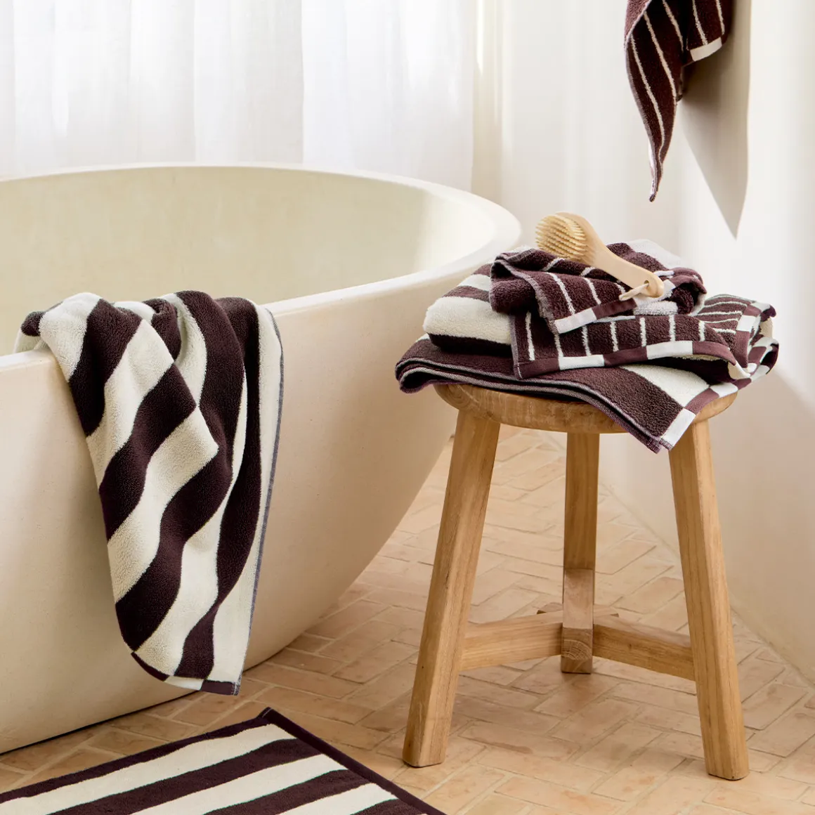 Maverick Mahogany Reversible Stripe Towel Range