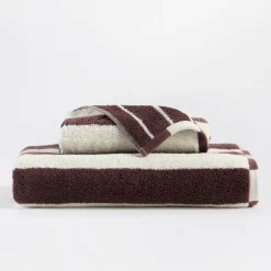 Maverick Mahogany Reversible Stripe Towel Range