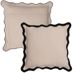 Maya Natural/Black Scalloped Cushion