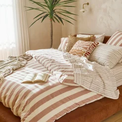 Milah Clay Stripe Quilt Cover Set