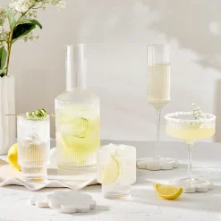 Mila Ribbed Clear Tumbler Glass Set of 4