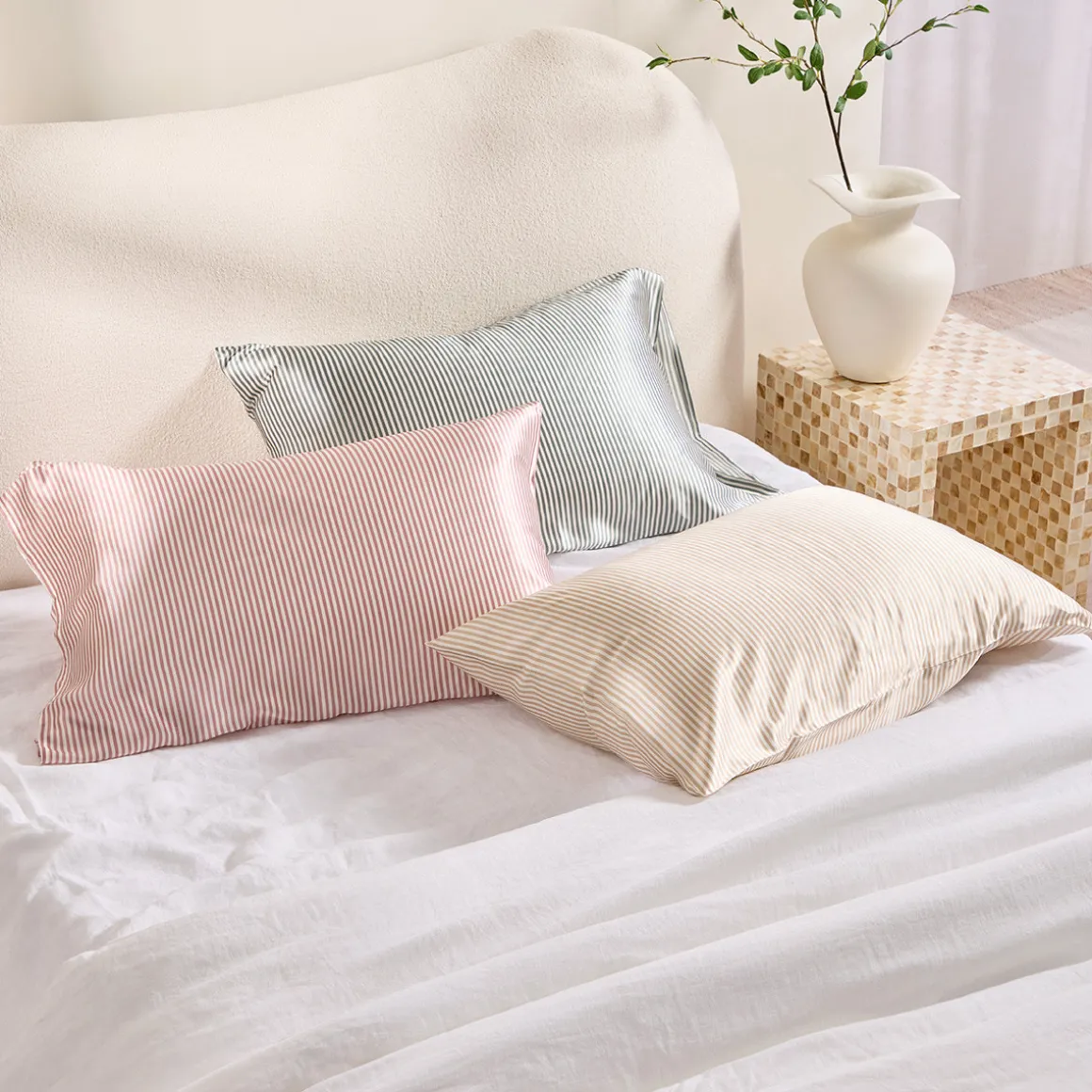 Mulberry Silk Natural Striped Pillowcase