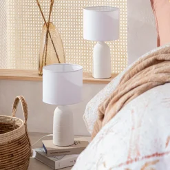Mykonos 36cm White Table Lamp Set of 2