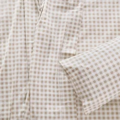 Natural Gingham Cotton Flannelette Sheet Set