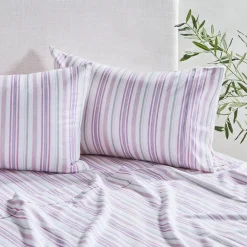 Pink Stripe Cotton Flannelette Sheet Set