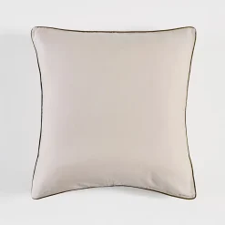 Piped Washed Linen Look Stone European Pillowcase