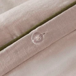 Piped Washed Linen Look Stone Quilt Cover Set