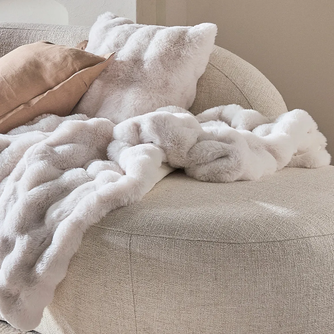 Prague Faux Fur Square Cushion