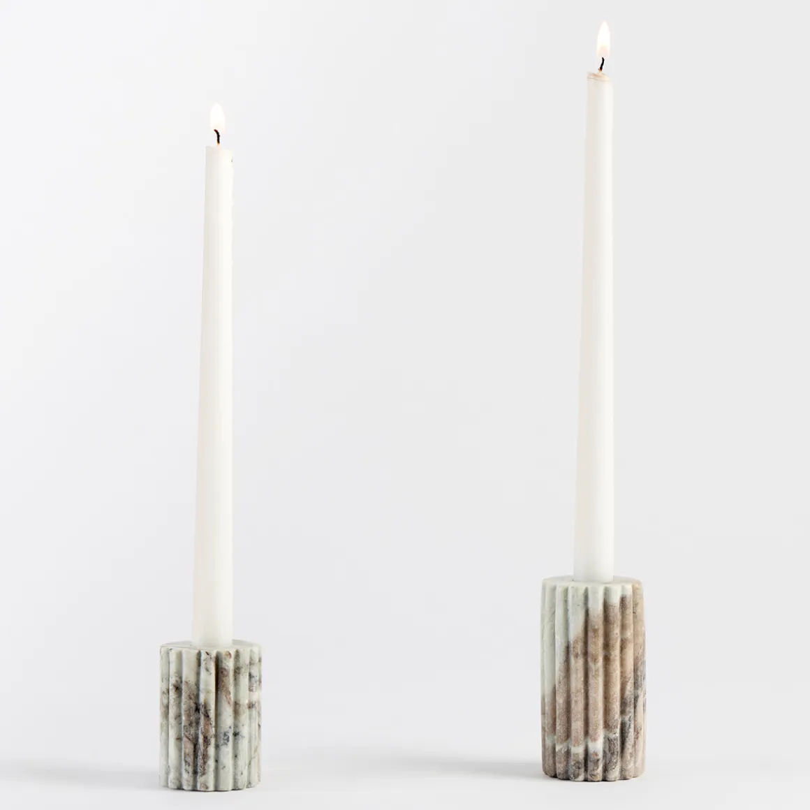 Ribbed Marble Candle Holder
