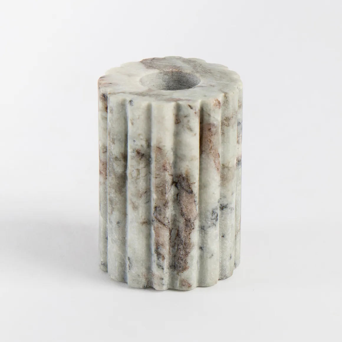 Ribbed Marble Candle Holder