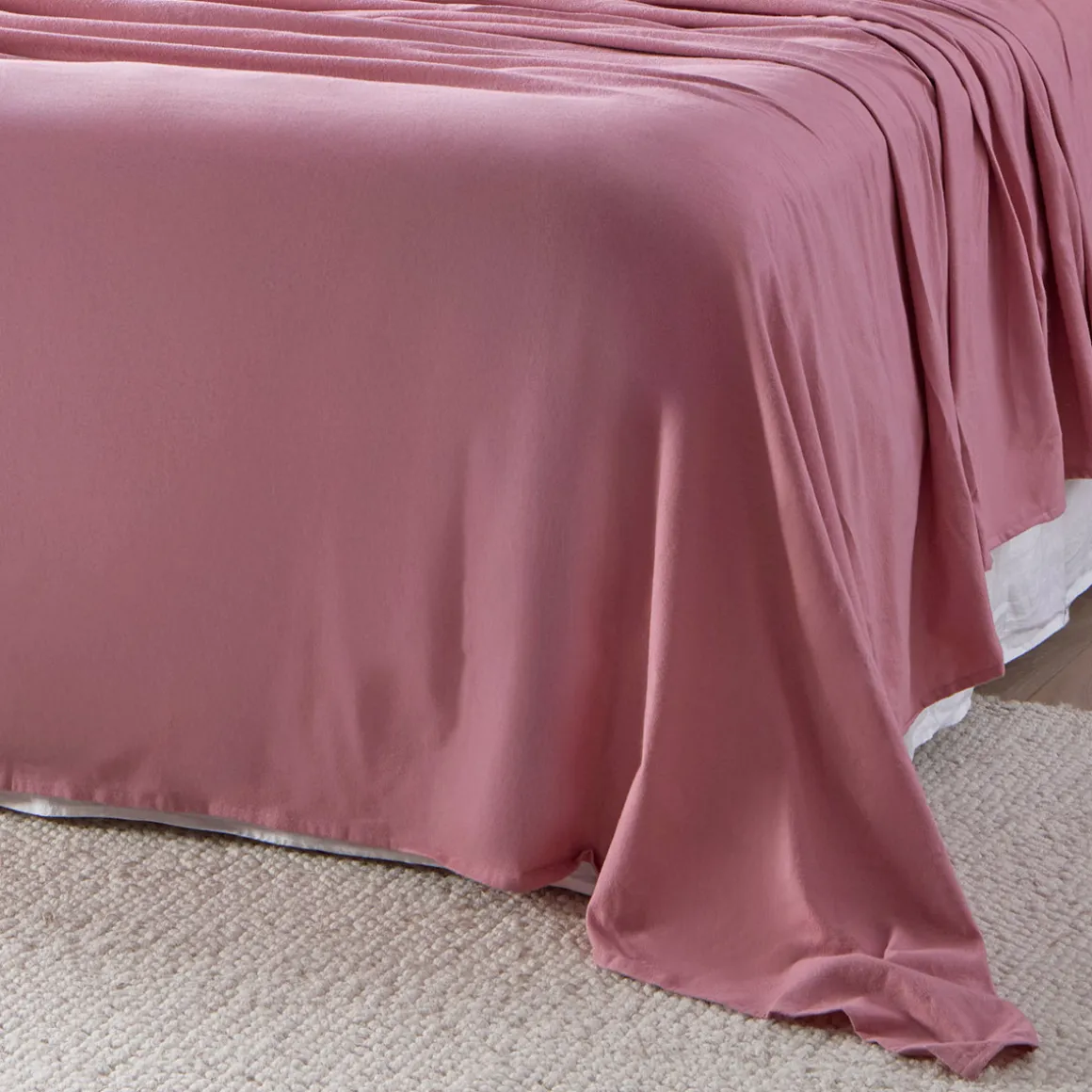 Rose Pink Cotton Flannelette Sheet Set