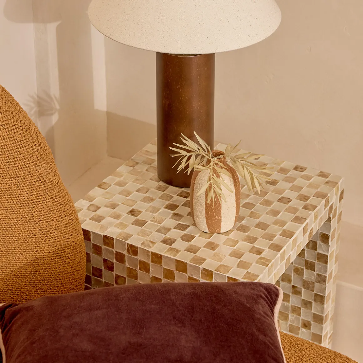 Soho Natural Capiz Check Side Table