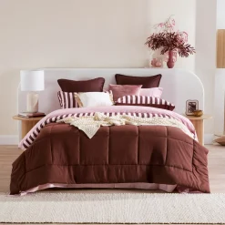 Suzi Chocolate Stripe Reverse Comforter Set