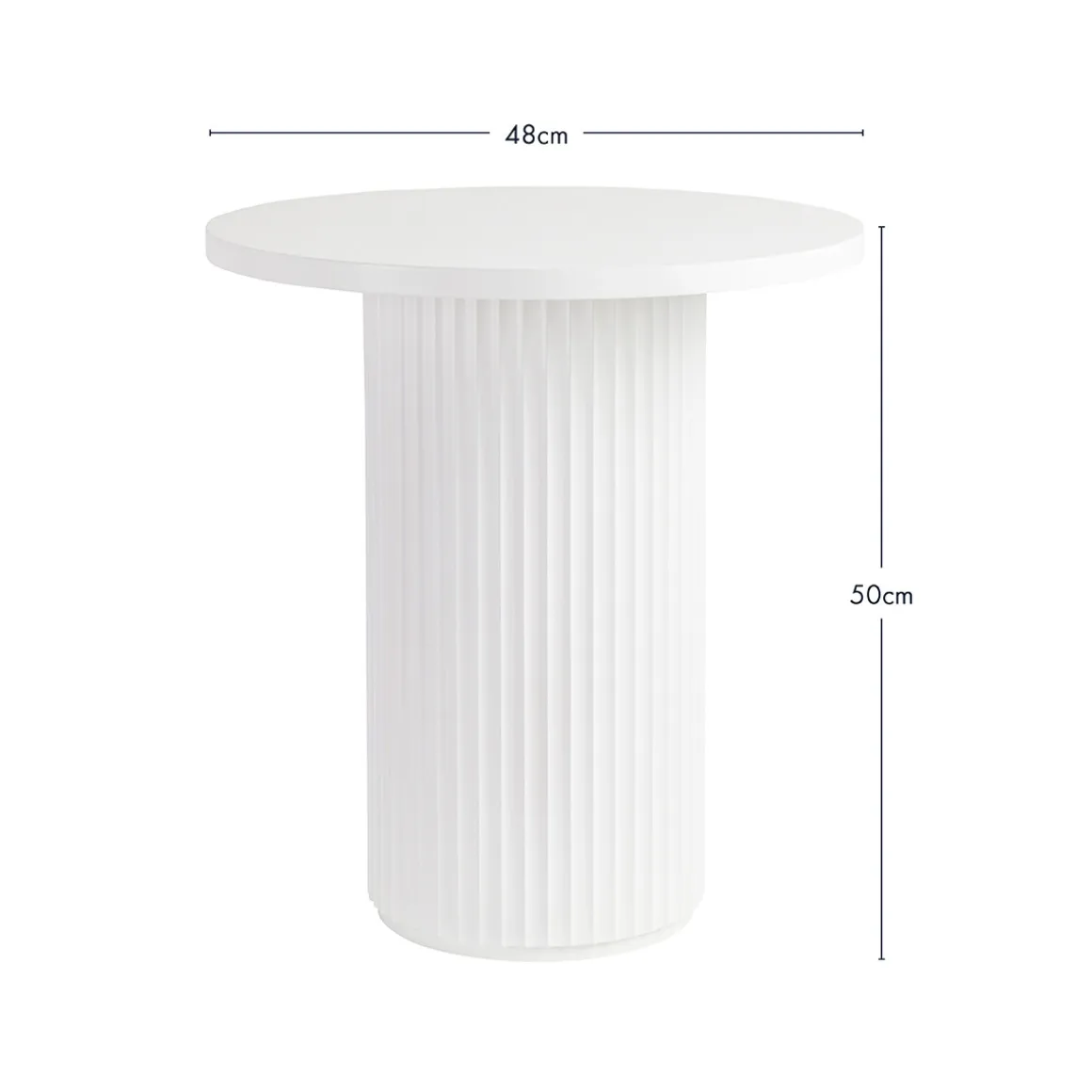 Tully White Fluted Side Table